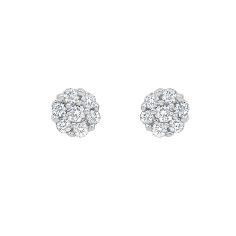 Aura 14K White Gold Flower Cluster Diamond Earrings - 0.16 Ct