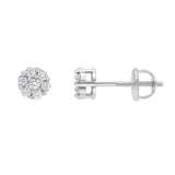 Aura 14K White Gold Flower Cluster Diamond Unisex Earrings - 0.16 Ct