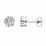 Aura 14K White Gold Flower Cluster Diamond Unisex Earrings - 0.16 Ct