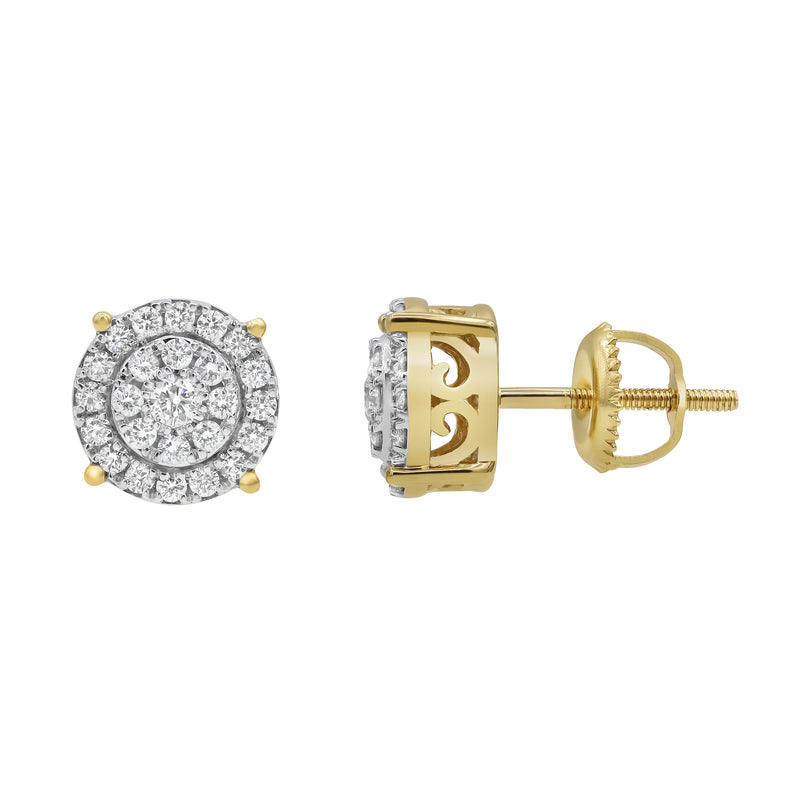 Concentric Circle 14K Yellow Gold Diamond Earrings 0.5 ct. tw.
