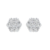 Fawn 14K White Gold Flower Cluster Diamond Earrings - 2.53 Ct