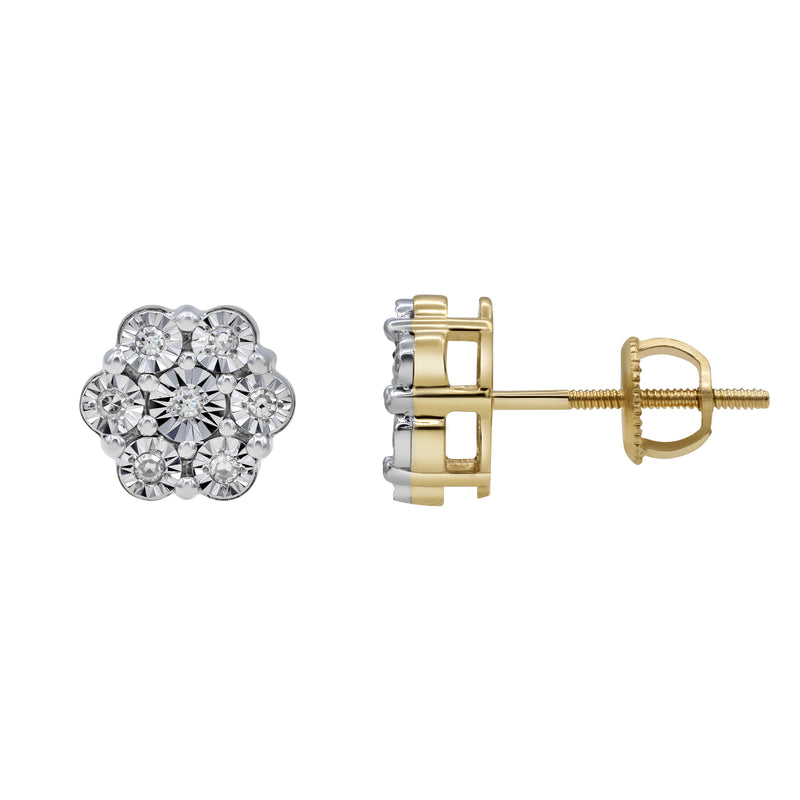 Mini Cluster Stud 10K Yellow Gold Diamond Earrings 0.08 ct. tw.