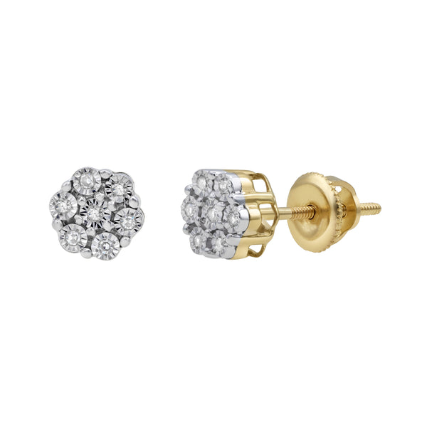 Dainty Cluster Stud 10K Yellow Gold Diamond Earrings 0.05 ct. tw.