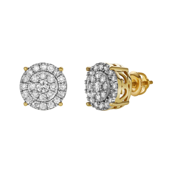 Eirlys 10K Yellow Gold Cluster Diamond Unisex Earrings - 0.77 Cts