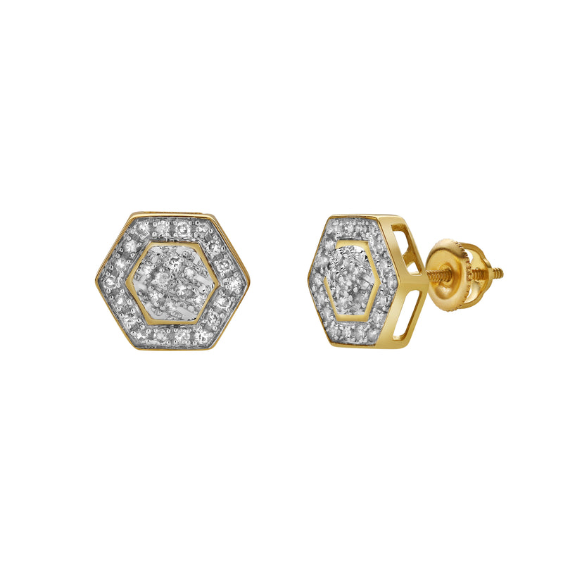 Vigilia 10K Yellow Gold Diamond Unisex Earrings - 0.21 Cts