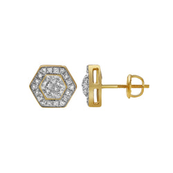 Zelo 10K Yellow Gold Diamond Unisex Earrings - 0.3 Cts