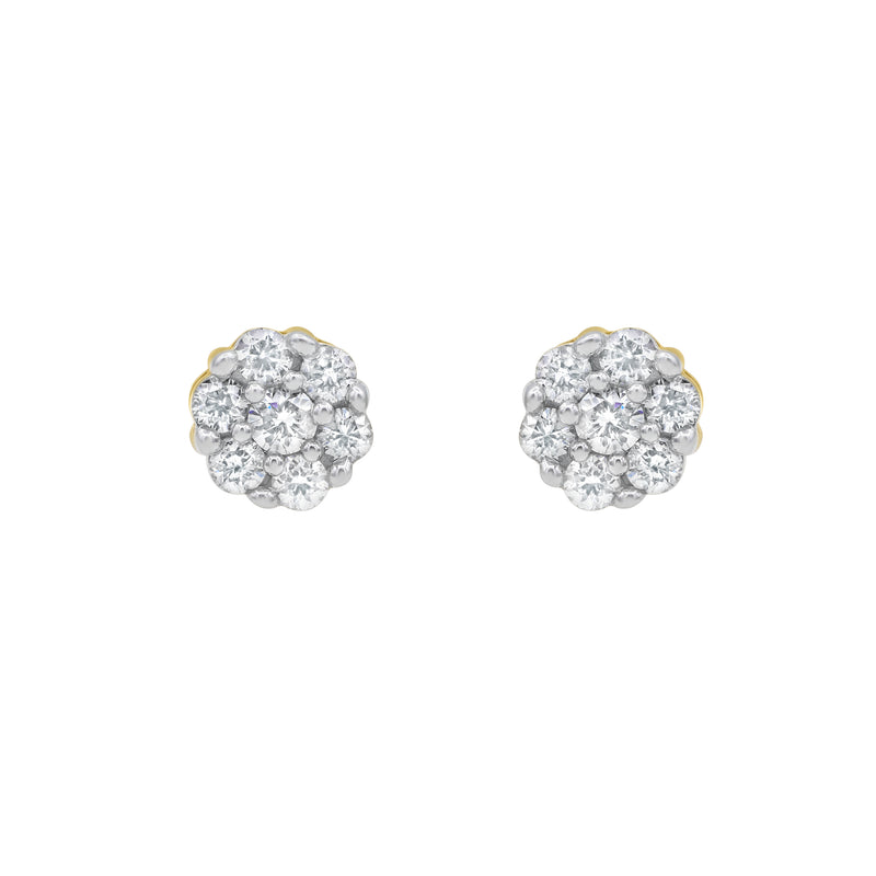 Quarter Cluster Stud 14K Yellow Gold Diamond Earrings 0.25 ct. tw.