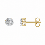 Quarter Cluster Stud 14K Yellow Gold Diamond Earrings 0.25 ct. tw.