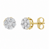 Quarter Cluster Stud 14K Yellow Gold Diamond Earrings 0.25 ct. tw.