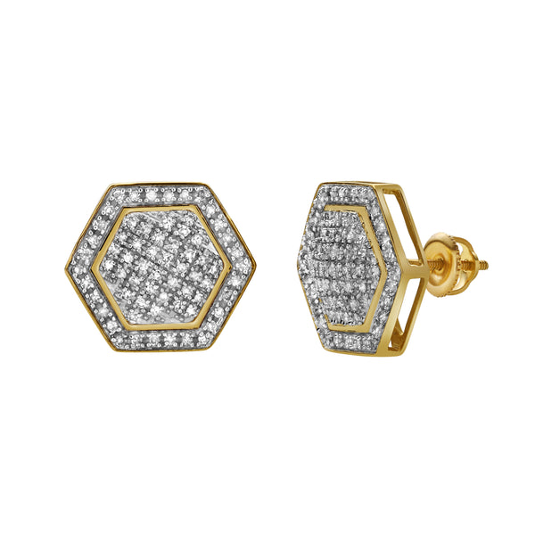 Anseio 10K Yellow Gold Diamond Unisex Earrings - 0.44 Cts