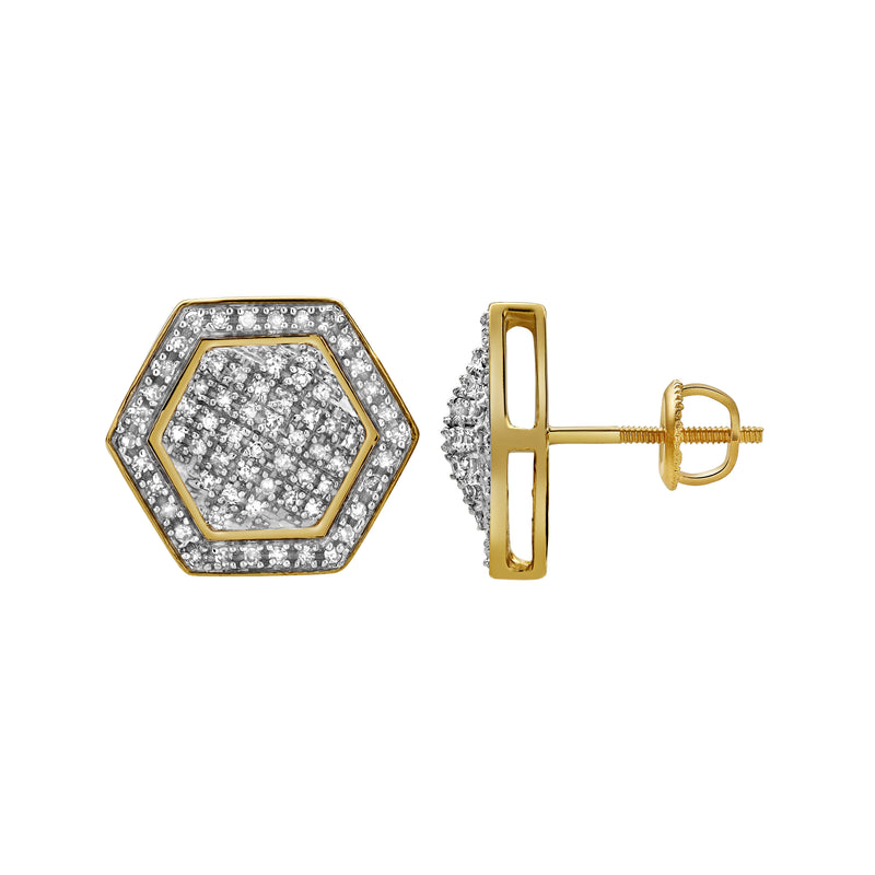 Anseio 10K Yellow Gold Diamond Unisex Earrings - 0.44 Cts