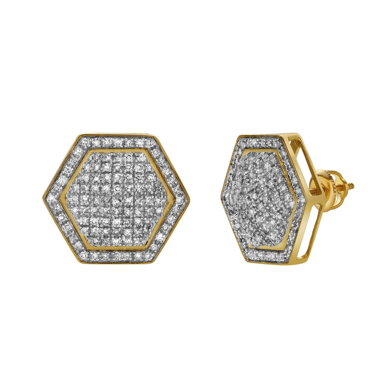 Exatidao 10K Yellow Gold Diamond Unisex Earrings - 0.78 Cts