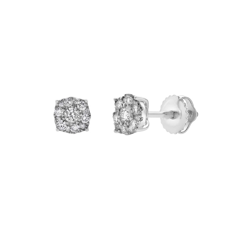 Ballmore 10K White Gold Diamond Unisex Earrings - 0.27 Cts