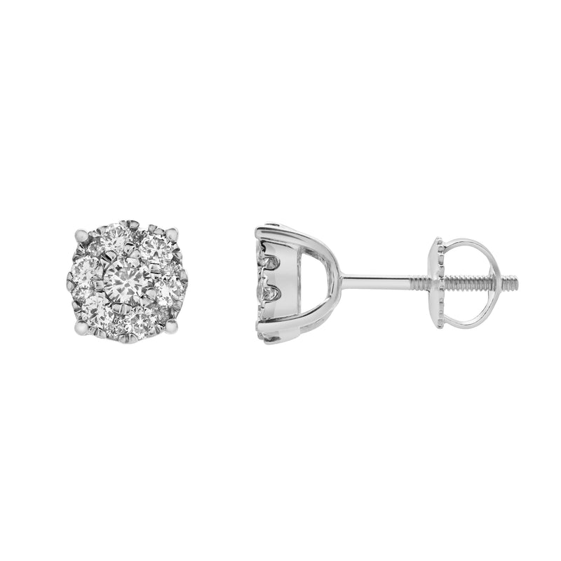 Ballmore 10K White Gold Diamond Unisex Earrings - 0.34 Cts