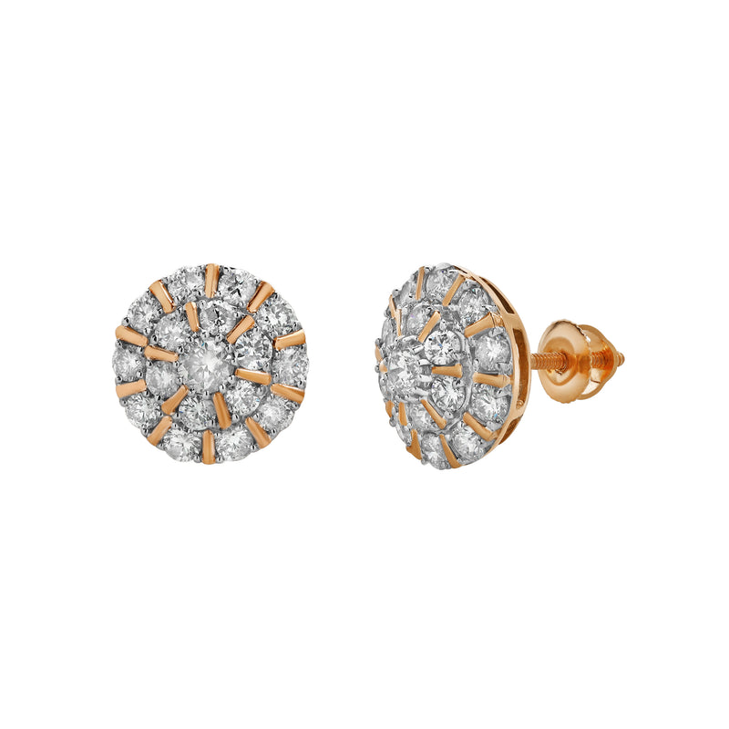 Hadrianus 10K Rose Gold  Diamond Unisex Earrings - 1.37 Cts