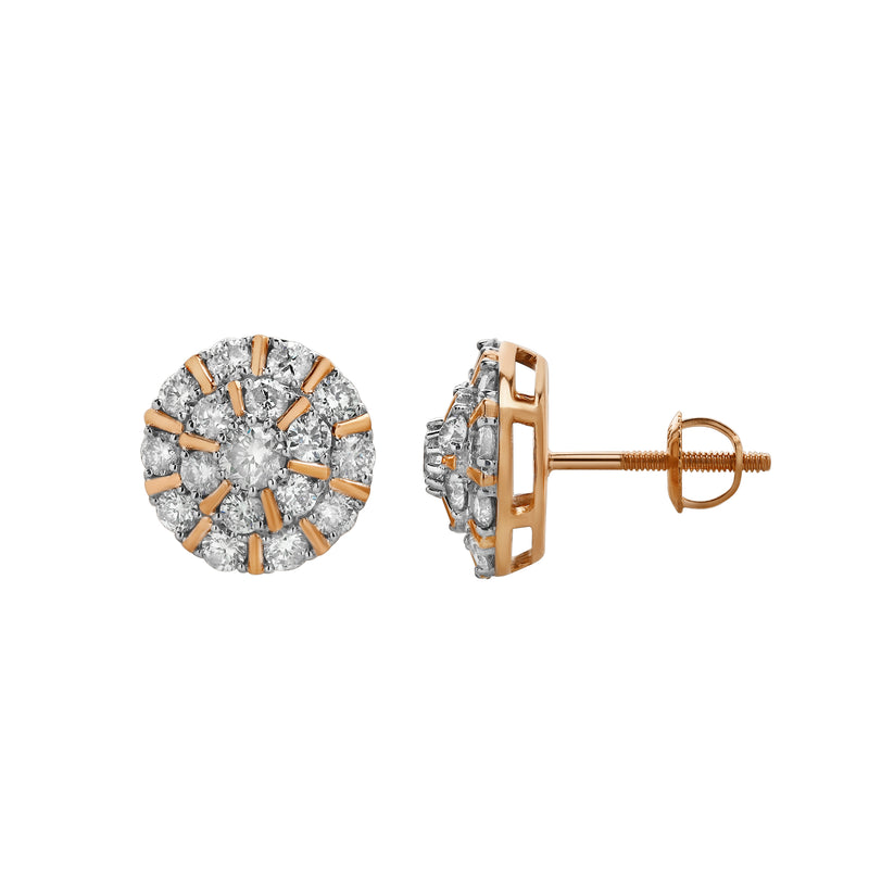 Hadrianus 10K Rose Gold  Diamond Unisex Earrings - 1.37 Cts