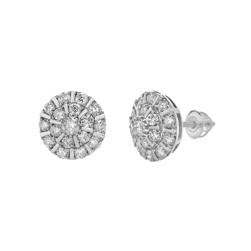 Hadrianus 10K White Gold  Diamond Unisex Earrings - 1.37 Cts