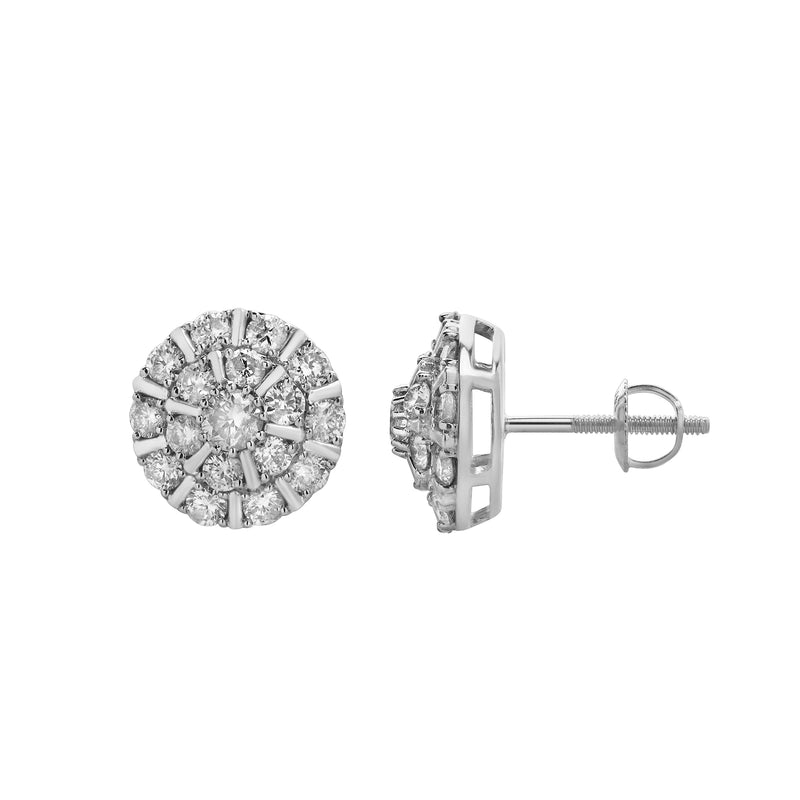 Hadrianus 10K White Gold  Diamond Unisex Earrings - 1.37 Cts