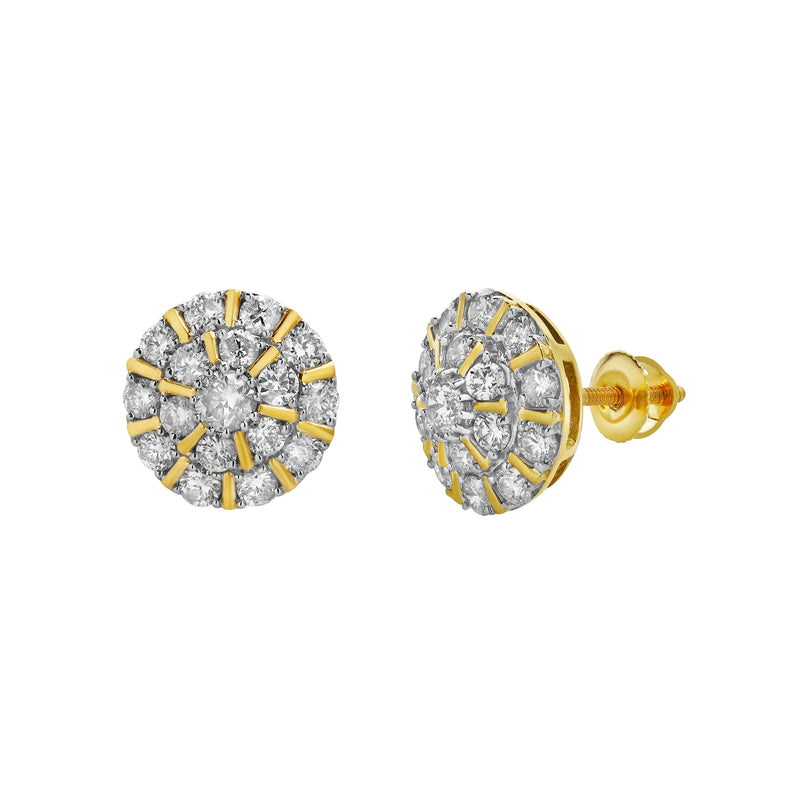 Hadrianus 10K Yellow Gold  Diamond Unisex Earrings - 1.37 Cts