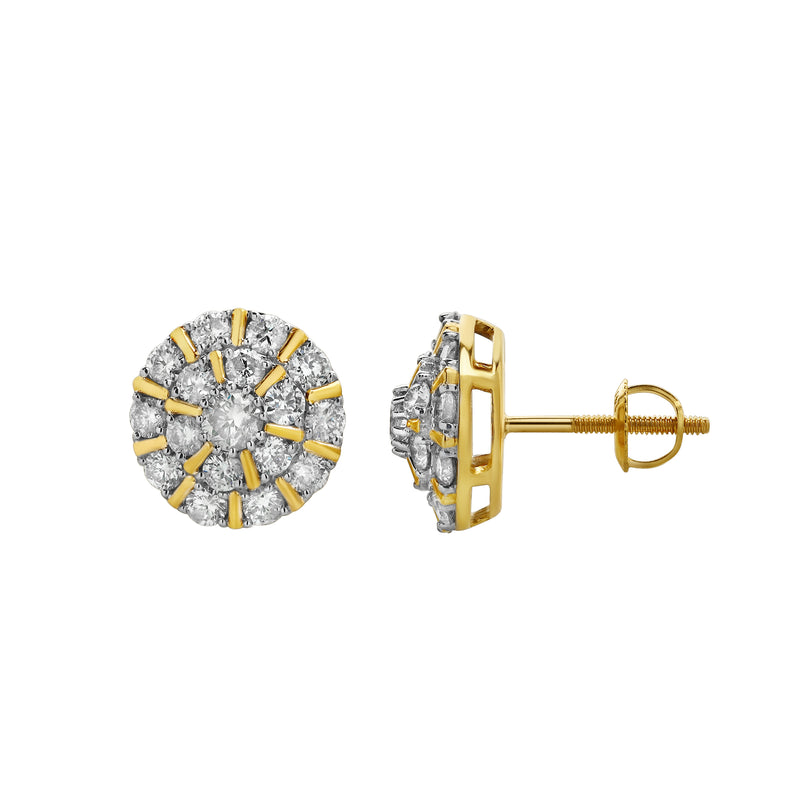 Hadrianus 10K Yellow Gold  Diamond Unisex Earrings - 1.37 Cts