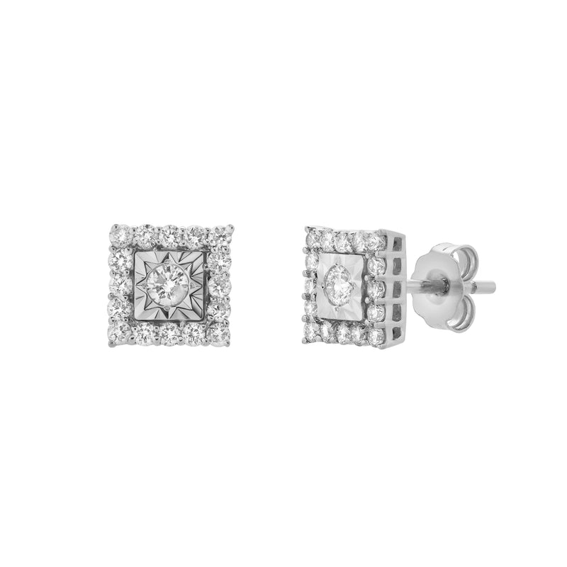 Legatum 10K White Gold Diamond Unisex Earrings - 0.34 Cts