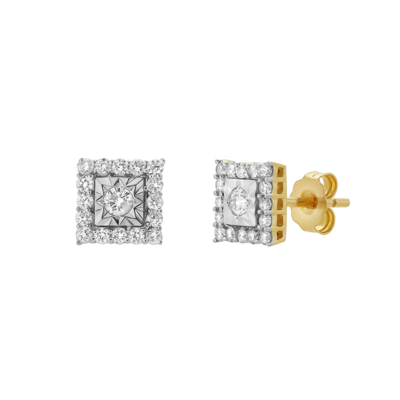 Legatum 10K Yellow Gold Diamond Unisex Earrings - 0.34 Cts