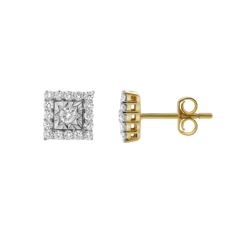 Legatum 10K Yellow Gold Diamond Unisex Earrings - 0.34 Cts