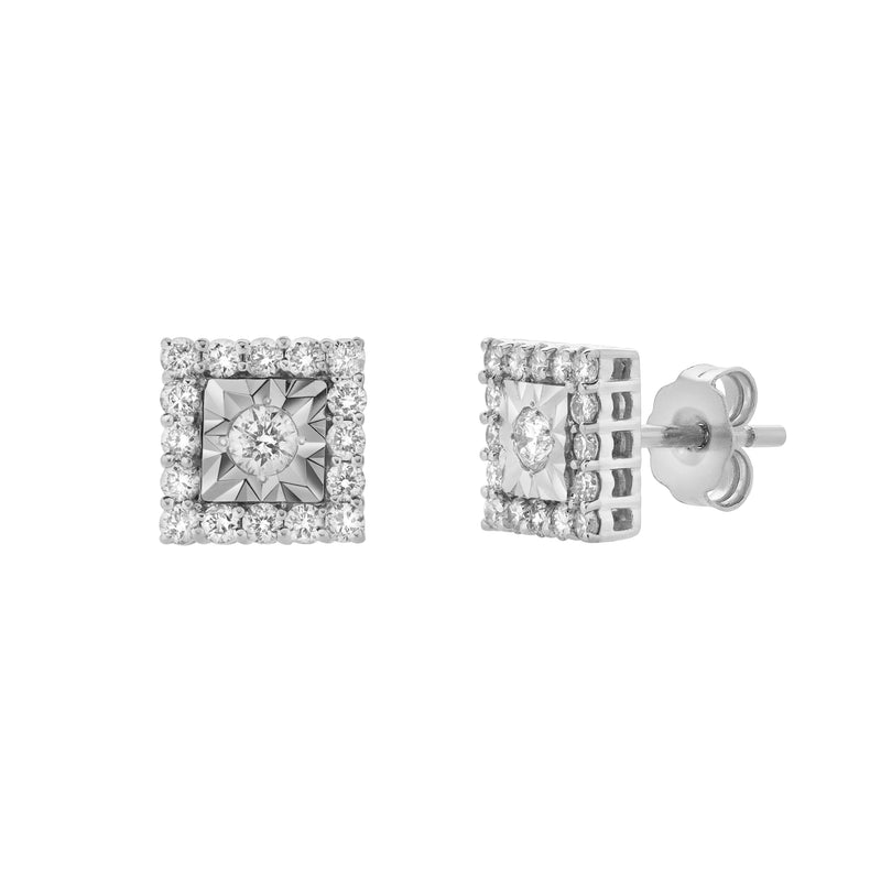 Legatum 10K White Gold Diamond Unisex Earrings - 0.48 Cts