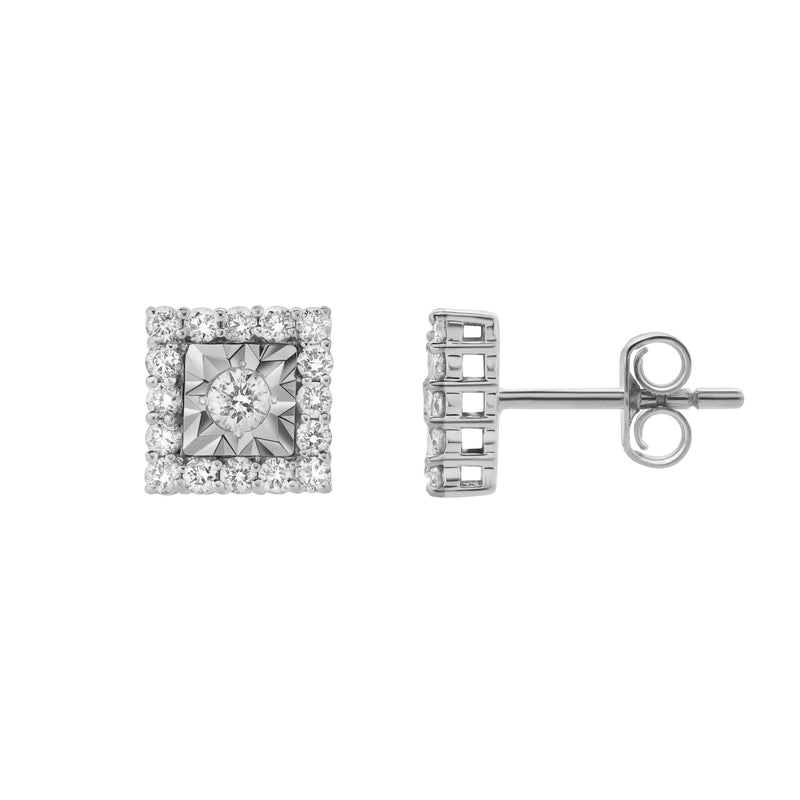 Legatum 10K White Gold Diamond Unisex Earrings - 0.48 Cts