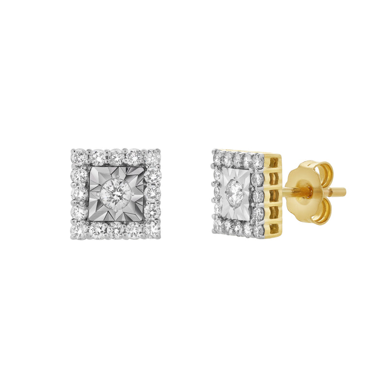 Legatum 10K Yellow Gold Diamond Unisex Earrings - 0.49 Cts