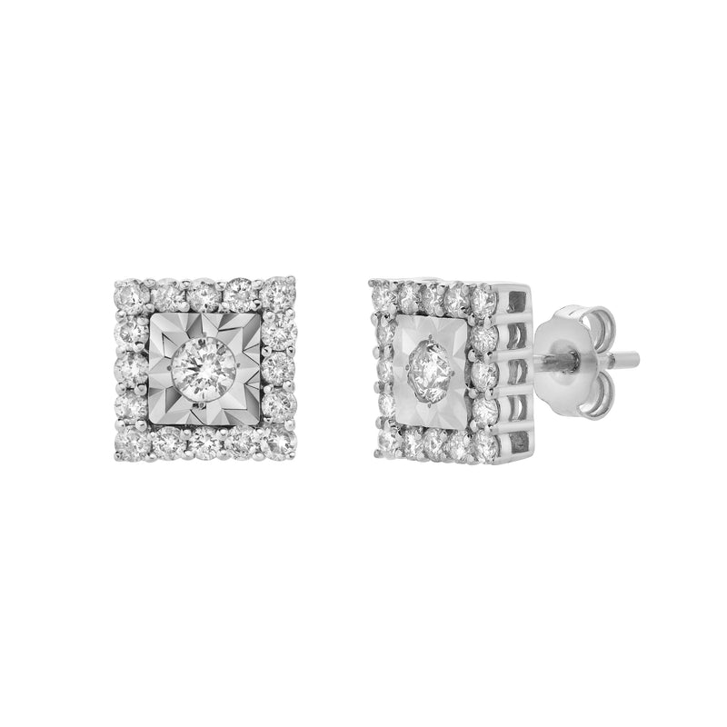 Legatum 10K White Gold Diamond Unisex Earrings - 0.74 Cts