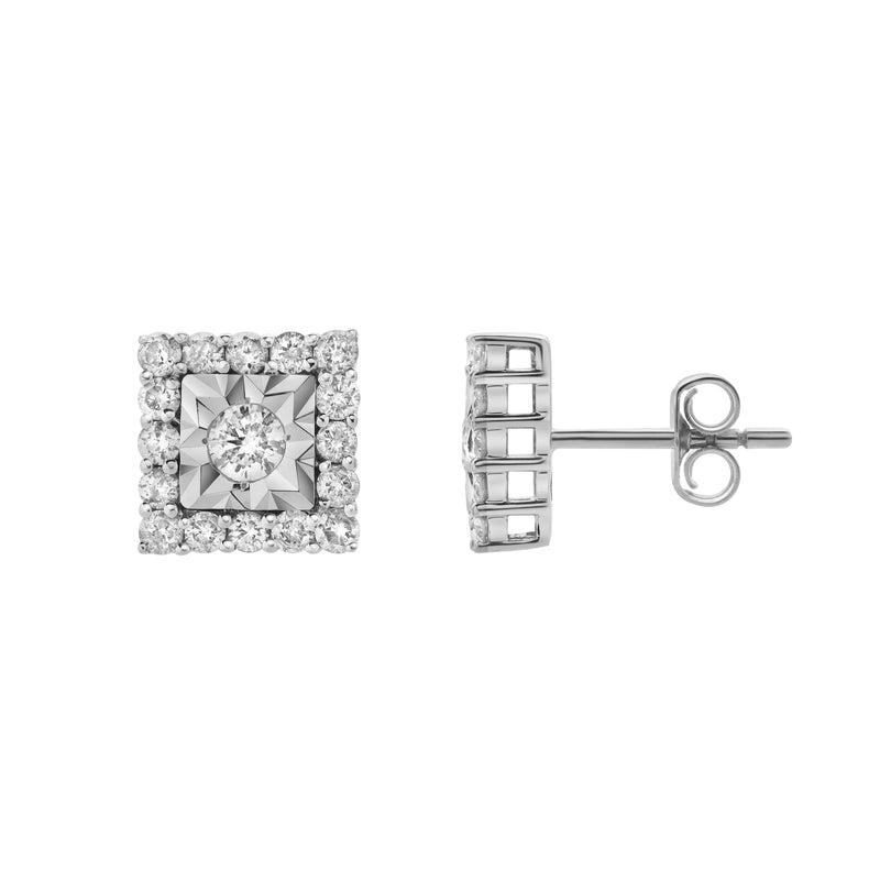 Legatum 10K White Gold Diamond Unisex Earrings - 0.74 Cts