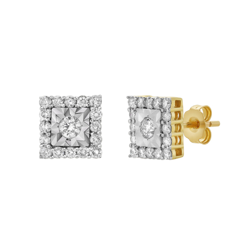 Legatum 10K Yellow Gold Diamond Unisex Earrings - 0.73 Cts