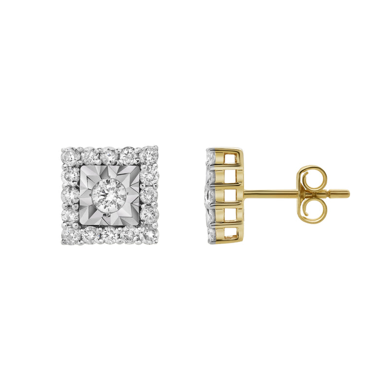 Legatum 10K Yellow Gold Diamond Unisex Earrings - 0.73 Cts