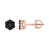 Obsidian 0.35 Cts Black Diamond Cluster Studs 10K Rose Gold Earrings