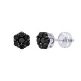 Obsidian 0.35 Cts Black Diamond Cluster Studs 10K White Gold Earrings
