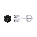 Eclipse 0.5 Cts Black Diamond Cluster Studs 10K White Gold Earrings