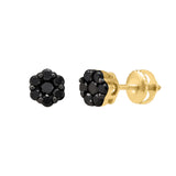 Eclipse 0.5 Cts Black Diamond Cluster Studs 10K Yellow Gold Earrings