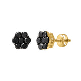Nova 0.75 Cts Black Diamond Cluster Studs 10K Yellow Gold Earrings