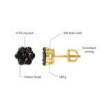 Nova 0.75 Cts Black Diamond Cluster Studs 10K Yellow Gold Earrings