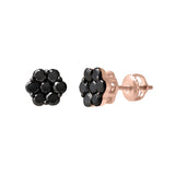 Slate 1.1 Cts Black Diamond Cluster Studs 10K Rose Gold Earrings