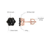 Slate 1.1 Cts Black Diamond Cluster Studs 10K Rose Gold Earrings