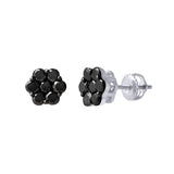 Slate 1.1 Cts Black Diamond Cluster Studs 10K White Gold Earrings