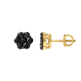 Slate 1.1 Cts Black Diamond Cluster Studs 10K Yellow Gold Earrings