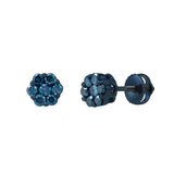 Azure 0.35 Cts Blue Diamond Cluster Studs Blue Rhodium 10K Gold Earrings