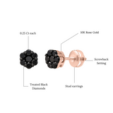 Eclipse 0.5 Cts Black Diamond Cluster Studs 10K Rose Gold Earrings