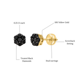 Eclipse 0.5 Cts Black Diamond Cluster Studs 10K Yellow Gold Earrings
