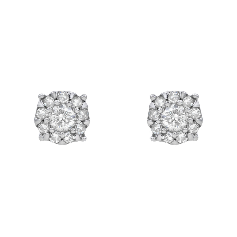 Regal Cluster Stud 14K White Gold Diamond Earrings 0.27 ct. tw.