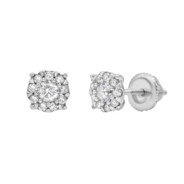 Regal Cluster Stud 14K White Gold Diamond Earrings 0.27 ct. tw.