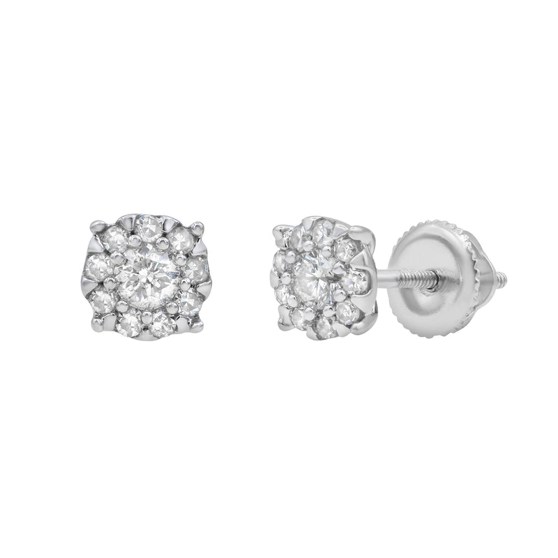 Regal Cluster Stud 14K White Gold Diamond Earrings 0.27 ct. tw.